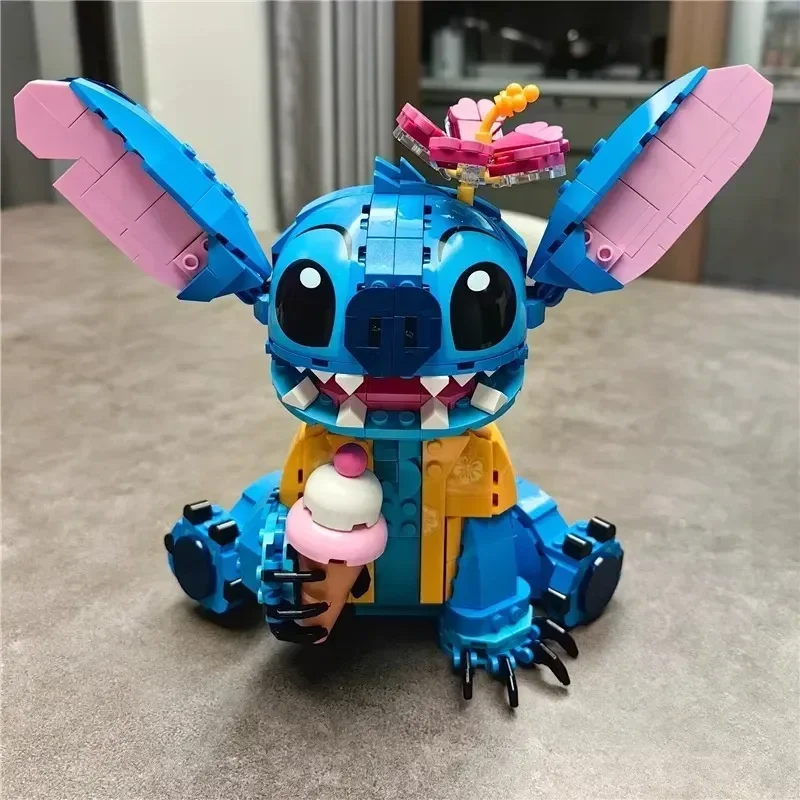 Cartoon Stitch Bausteine Spielzeug mit Beweglichen Ohren Pädagogisches DIY-Montage-Spielzeug für Kinder