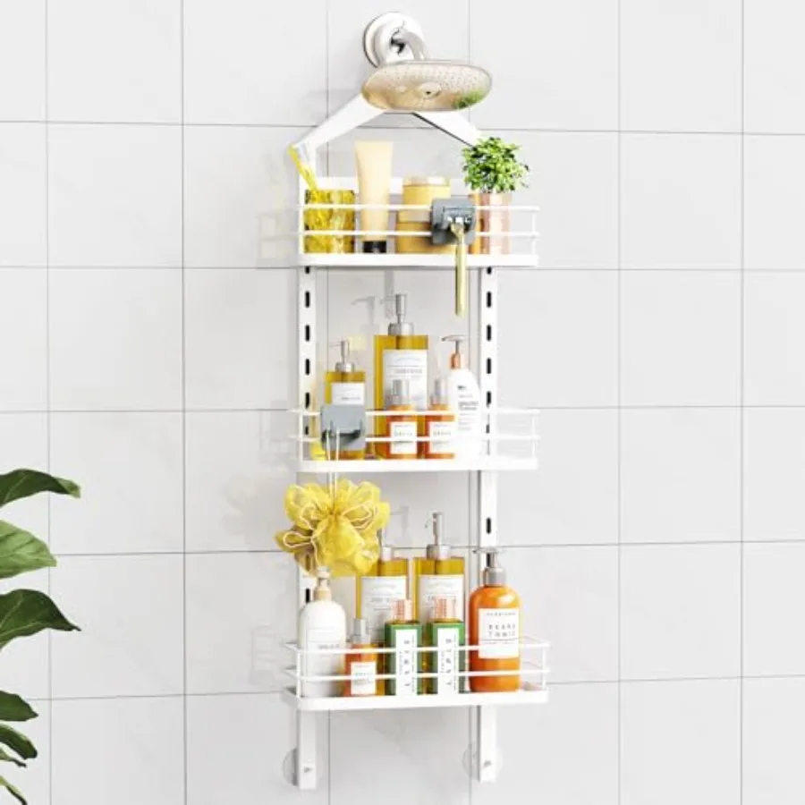 

Трехуровневая регулируемая по высоте подвесная полка-органайзер для душа, предотвращающая раскачивание, для установки над душевой лейкой, корзина для хранения в ванной комнате
