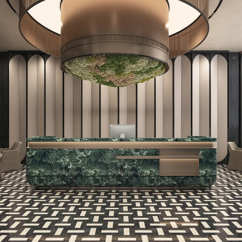 Modern Minimalist Hotel Cashier Desk Nordic Luxury Beauty Salon Sintered Stone Reception Desk Creative Commercial Furniture FYRD