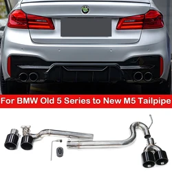 Quad Exhaust For BMW F10 F11 F18 525i 520i 530i 523i 5 Series Petrol Model Upgrade G30 G31 M5 Rear Bumper Muffler Tip Tailpipe