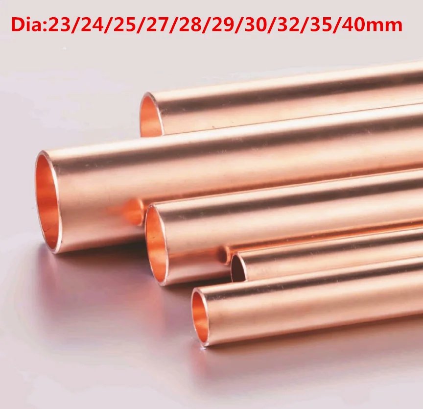 Red Copper Tubes 24/25/27/28/29/30/32/35/40mm OD 245mm/495mm Length Hollow Straight Pipe Tubing for DIY Crafts Industrial