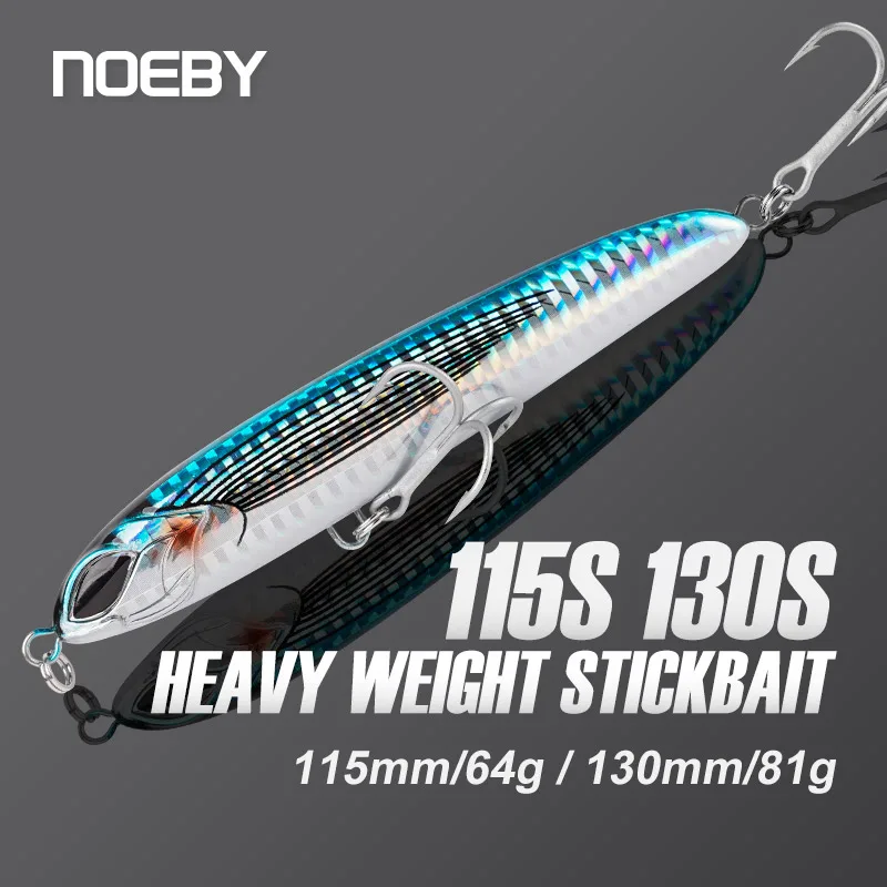 NOEBY Heavy Sinking Pencil Fishing Lure 115mm 64g 130mm 81g Artificial Hard Baits for Sea Bass Tuna Stickbait Fishing Lures