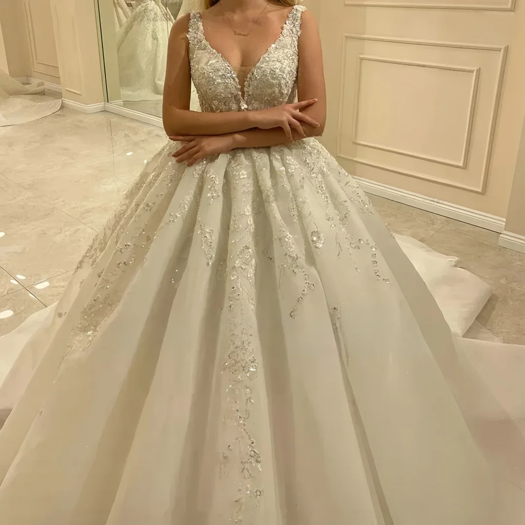 Customized Grace Sequined Beading Wedding Dresses Off Shoulder Vintage Robe Mariage Lace Bridal Gowns De Novia Vestido