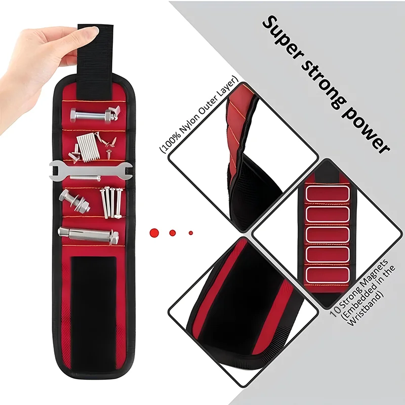 Strong Magnetic Wristband for Holding Screws, Nails, Drilling Bits, Wrist Tool Holder Belts with Magnets, Powerful Tools in Life - view 6