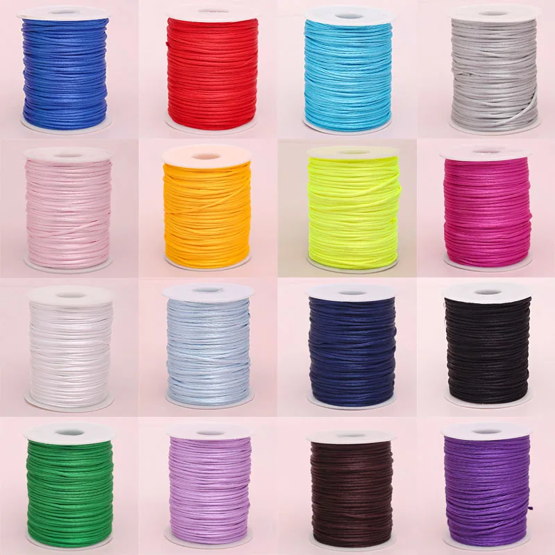 2MM Satin Cord Silk Rope Braided Cord Color Ropes Silk Thread Paracord Linka Cordon Couture Macrame Crafts Rope Bracelets CS001