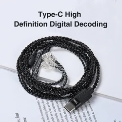 TRN A1 Type C Wired Earphones Cable Upgraded Silver Plated With Microphone Headphone Cables In Ear Monitor Original Headset