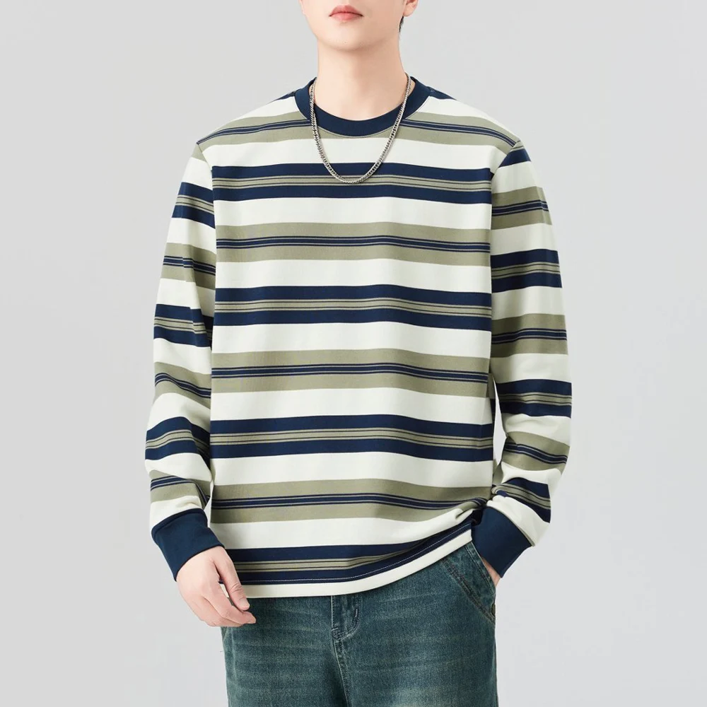 Homens listra manga longa solta casual pulôver sweatshirts cityboy estudante streetwear moda hip hop vintage com capuz camisetas topos