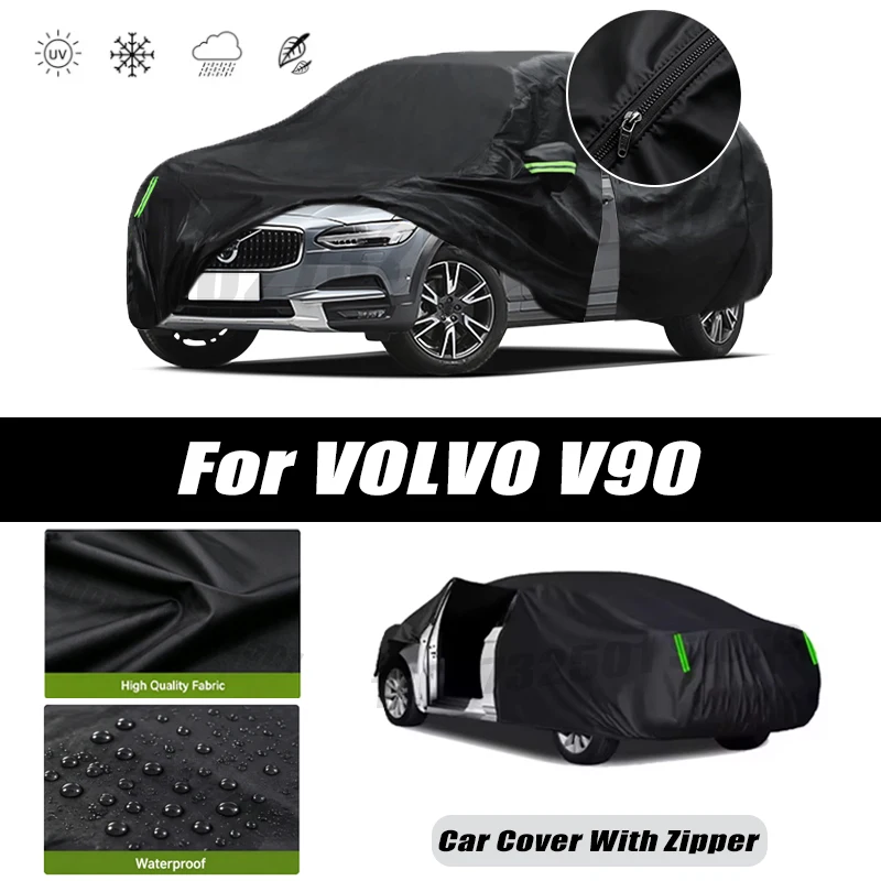 For VOLVO V90 Car Covers Outdoor Waterproof Sun Rain Snow Protection UV Car Zipper Design Car Cover Accessories