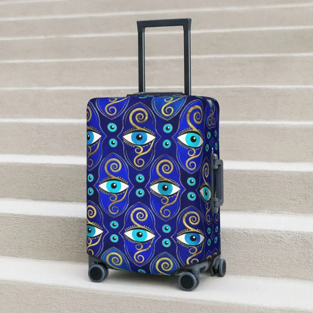 Evil Eye Charm Pattern Suitcase Cover Greek Eyes Mati Amulet Business Protector Vacation Elastic Luggage Case