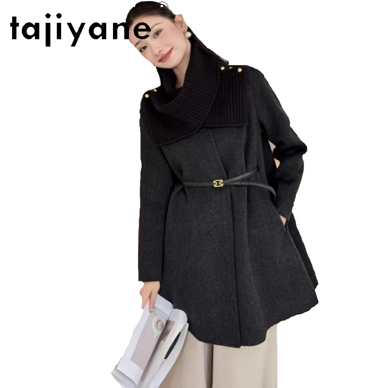 

TAJIYANE 100% Wool Coat Women Elegant Cloak Outerwears Mid-Length Warm Female Jackets Winter Clothes Woman 2025 дубленка женская