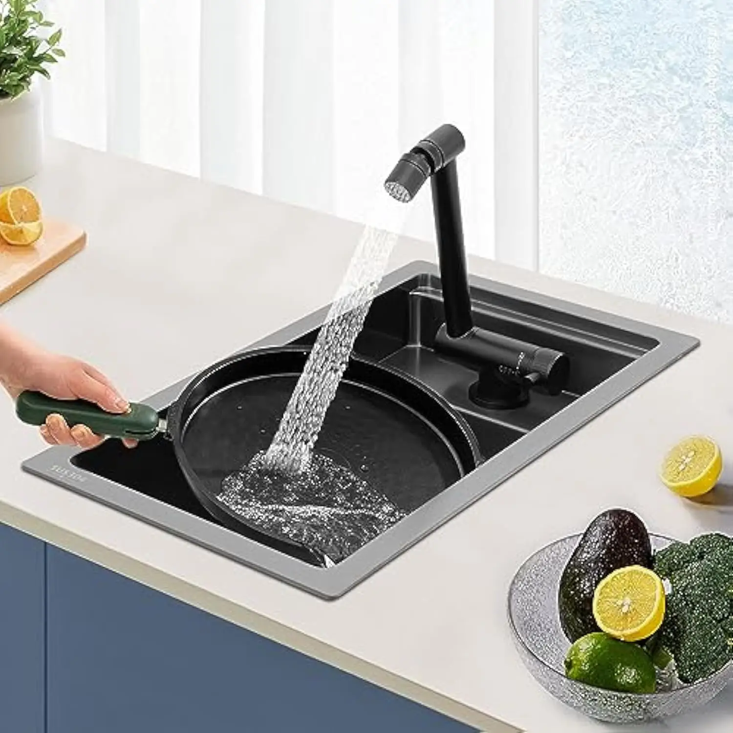 

Drop In Bar Sink Single Bowl Kitchen Bar Sink,Stainless Steel Utility Sink Commercial Kitchen Sink with Folding Faucet Drain Ki