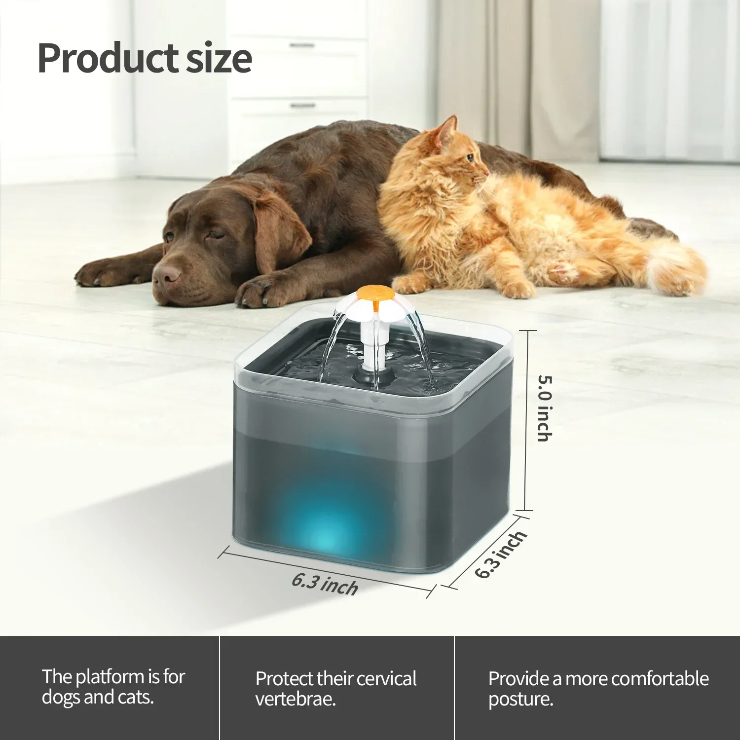 

Automatic Cat Drinking Fountain with LED Lighting USB Pet Water Dispenser with Recirculate Filtring for Fresh Clean Water