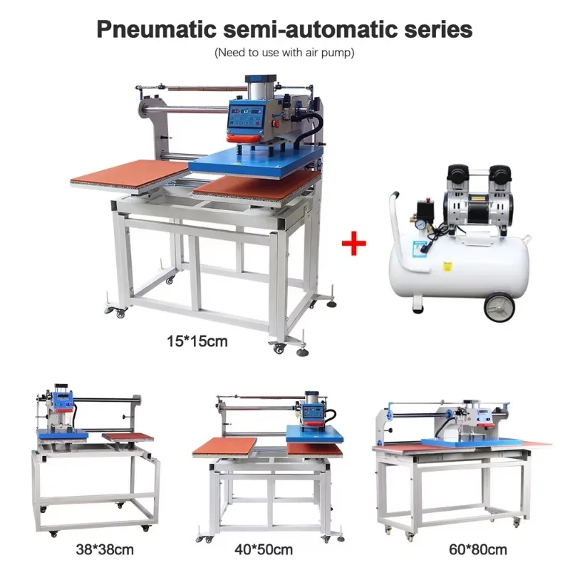 Tshirt Printing Transfer Printer Pneumatic Double Station Heat Press Machine 2000W 220V