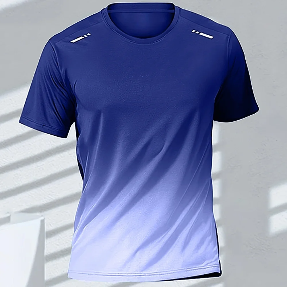 Men's T-Shirts Sports Fitness Basketball Quick-Dry Gradient Running Jersey Short Sleeve Tops Outdoor Sports Training Men Clothes image 5