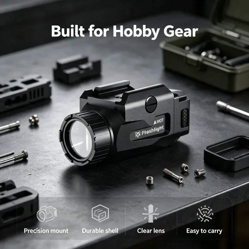 20MM Rail Mount LED Flashlight 800LM Bright USB Rechargeable Light Quick Disassemble Bracket