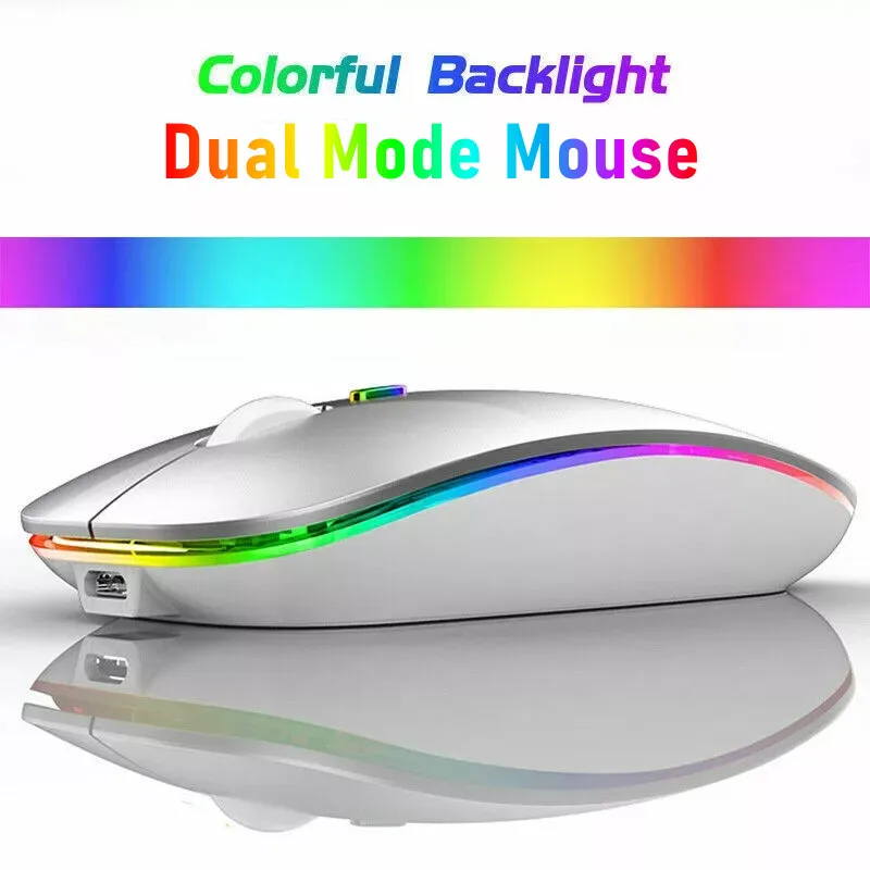 Rato sem fio bluetooth-compatível rgb recarregável mouses computador sem fio silencioso ratos led retroiluminado ergonômico mouse para jogos