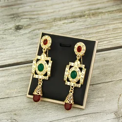 Neovisson High Quality Gold Color Morocco Drop Earring for Aristocratic Women Square Round Crystal Jewelry Gift