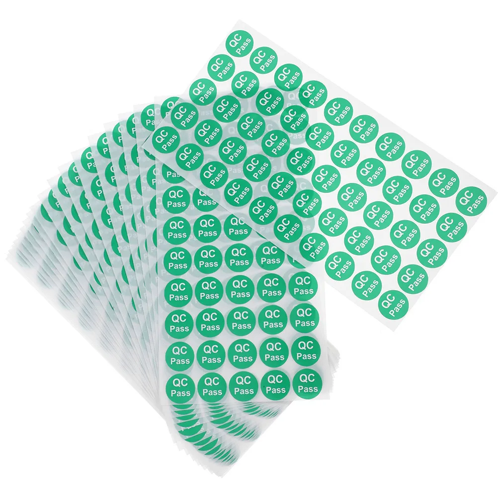 

10Sheets Qc Pass Labels Round Adhesive Stickers Warehouse Inventory Quality Control Approval Inspection Passed Stickers