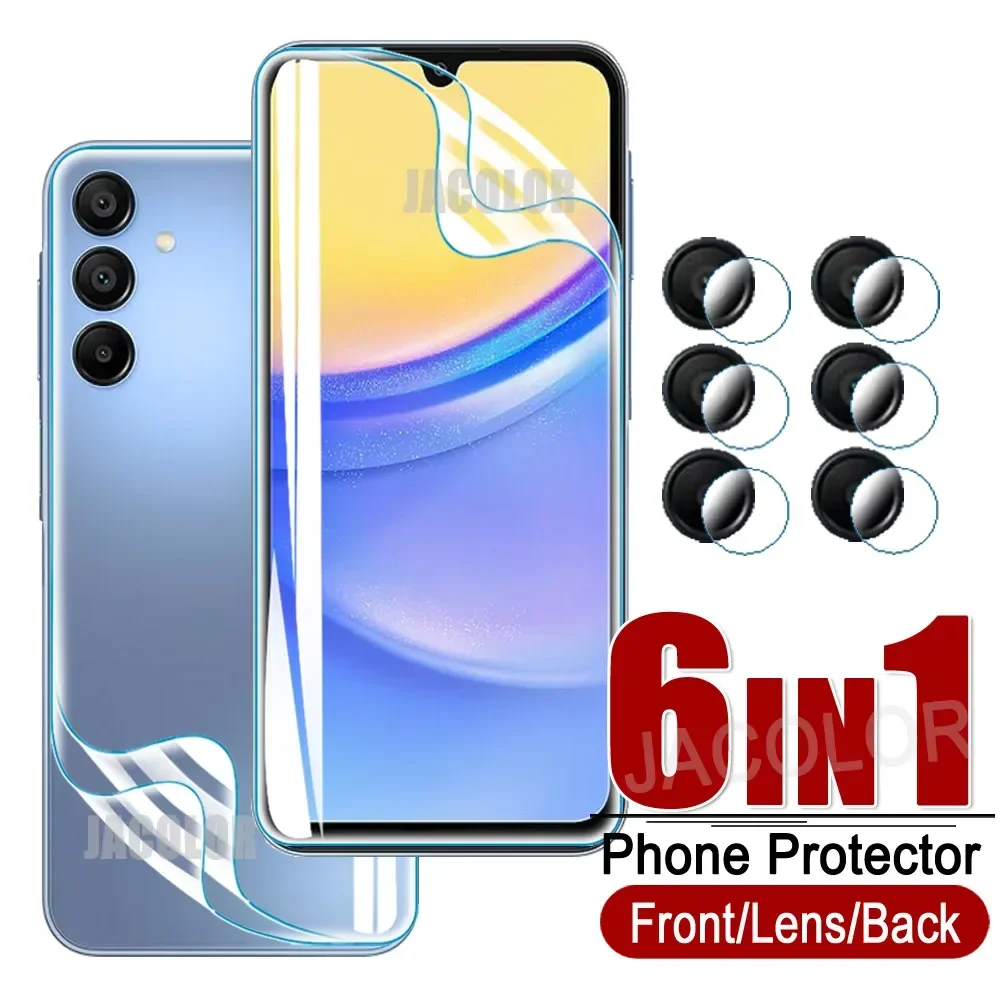 6in1 Safety Hydrogel Film For Samsung Galaxy A55 A15 5G A35 A25 A05s Camera Lens Samsumg Galaxi A 35 25 05s Gel Screen Protetor