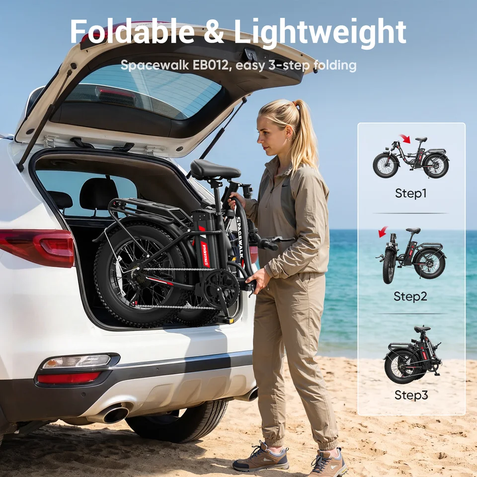 Spacewalk 1500W Peak Motor Fat Tire Electric Bike for Adults 20x4.0 Folding E-Bike 48V 15Ah Electric Bicycle Removable Battery with NFC Unlock 28MPH Long Range 45-60 Miles 7-Speed Gears 5 PAS UL2849 image 8
