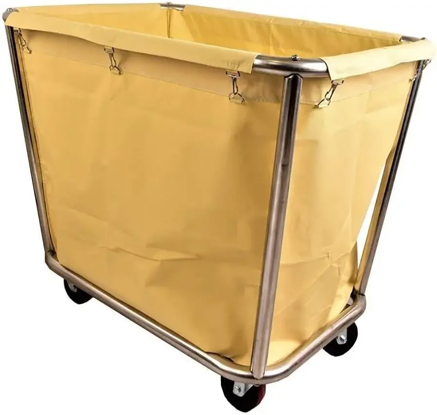 Trolleys,Wheeled Laundry Cart, Removable Bags, Sorters Cart Stainless Steel Commercial Hotel Service,Blue