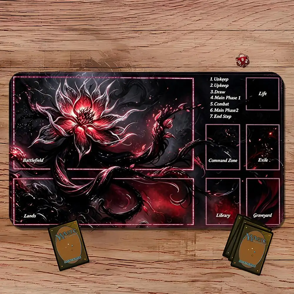Bloody Thorn Dark Lotus TCG Playmat 35X60CM Magic Card Battle Mat Non‑Slip Durable Stitched Edge Tabletop Gaming Playmat