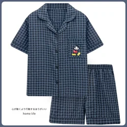 Disney Mickey Mouse couple pajamas for men and women 2024 new summer cotton comfortable couple home suit women's pajamas