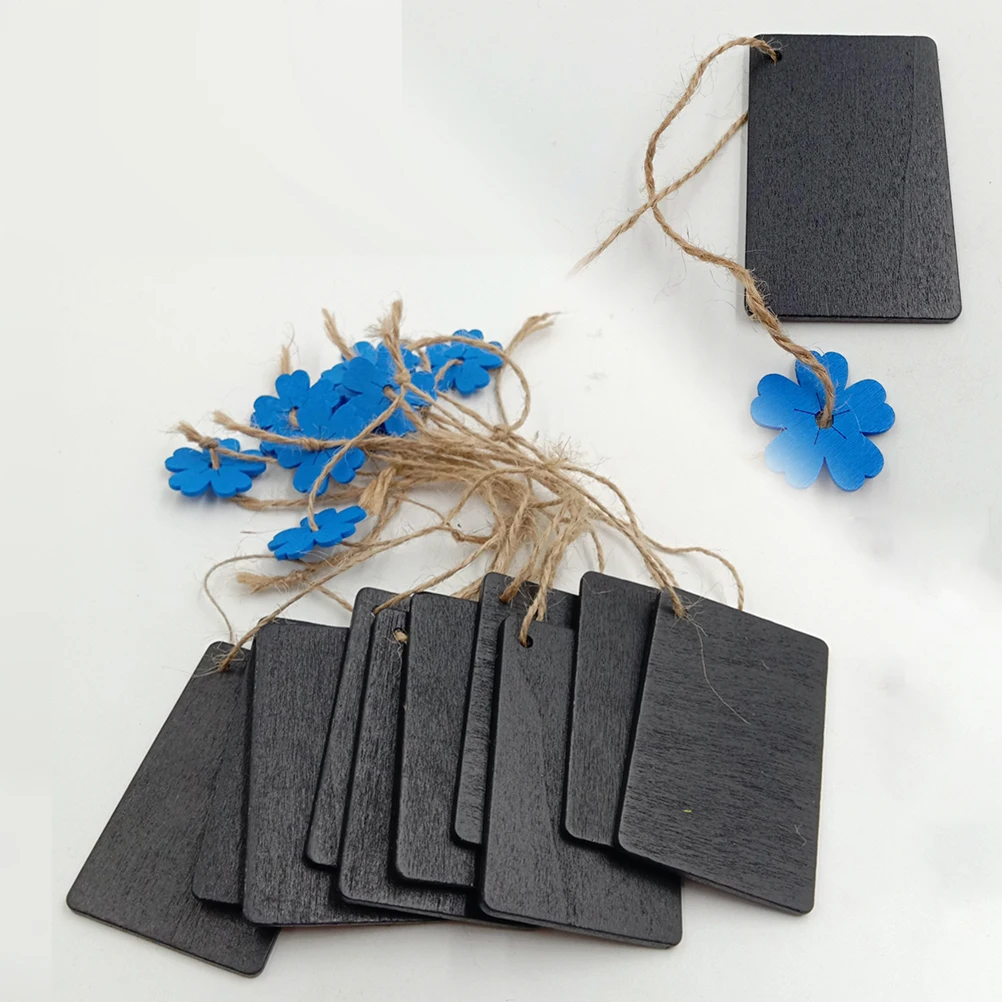 

10pcs Blackboard Decor Hanging Plaques Wood DIY Boards Chalk Signs Hanging Sign Home Wall Door Garden