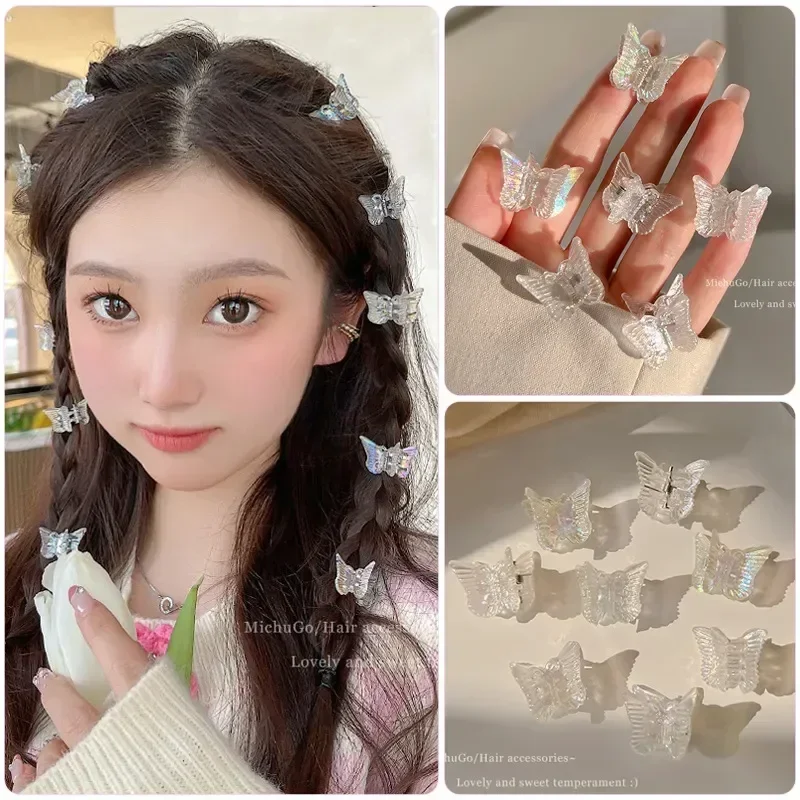 10 pz Mini farfalla artigli per capelli trasparente intrecciato piccolo fermaglio per capelli ragazze carino forcine mollette Bobby Pin accessori