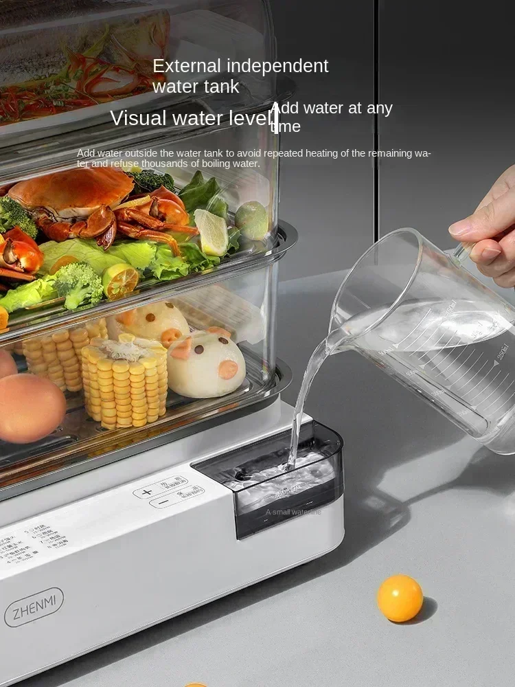 Electric Steamer – Multi-Functional 3-Tier Stainless Steel  Compact Design, Large Capacity, Perfect for Modern Households