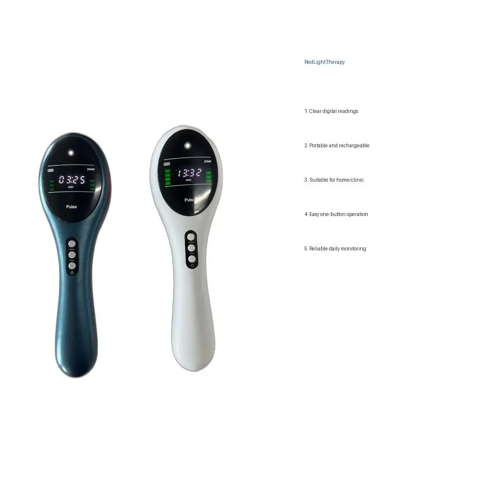 Handheld Red Light Therapy Device, 650nm Red 808nm Near Infrared, 4 Intensity Levels, Timer, Knee Shoulder Back