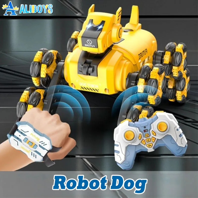 RC Robot Dog Remote Control Intelligent Stunt Mechanical Dog Dual Mode Music Spray 360 Degree Rotation Drift Pet Children's Toy