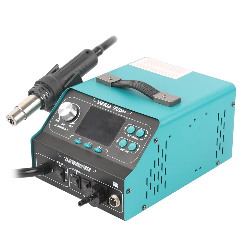 YIHUA 992DA+ LCD Soldering Station With Smoking Solder Iron Vacuum Pen BGA Rework Station Hot Air Blow Dryer Welding Station