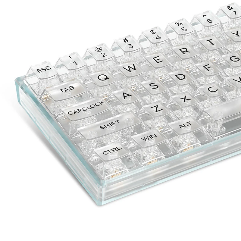 140 Key Transparent Shine Through Backlit Keycaps Cherry Profile Ice Crystal Keycap For MX Mechanical Keyboard