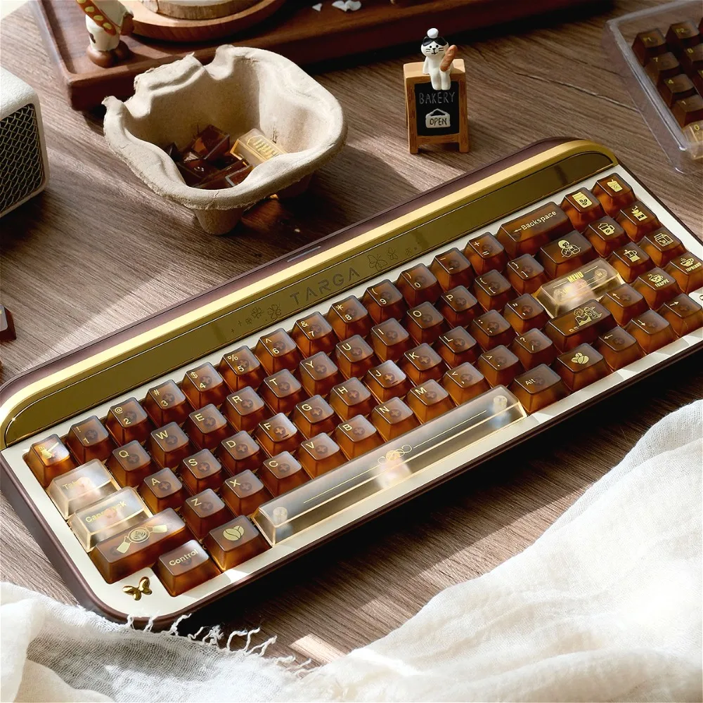 

Cafe Mist Transparent Keycaps PC Material Cherry Height Keycap Set for MX Switch Mechanical Keyboards