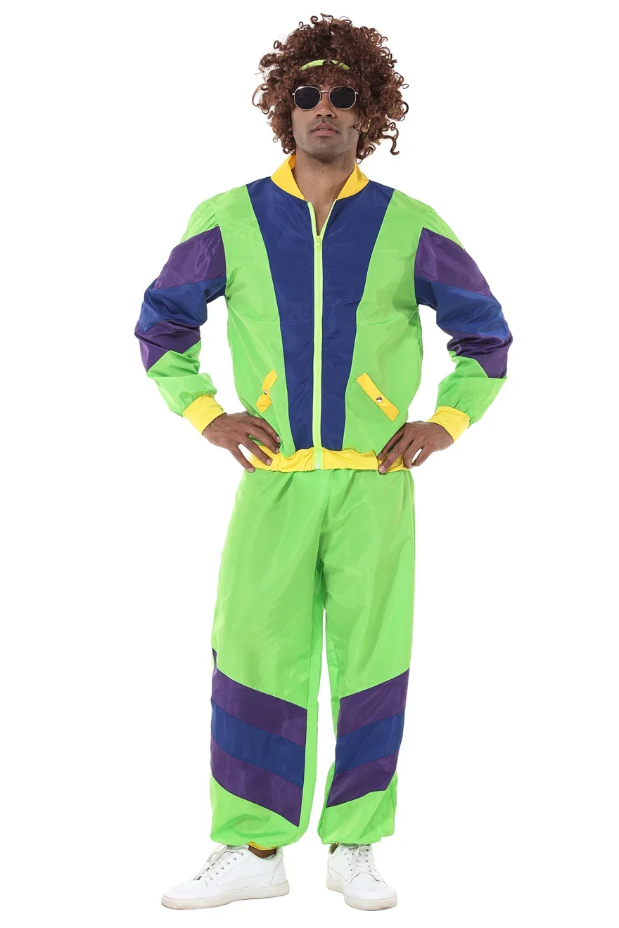 Adulto homem 80s 90s retro sportwear hippie disco cosplay traje roupas halloween carnaval terno festa role play roupas