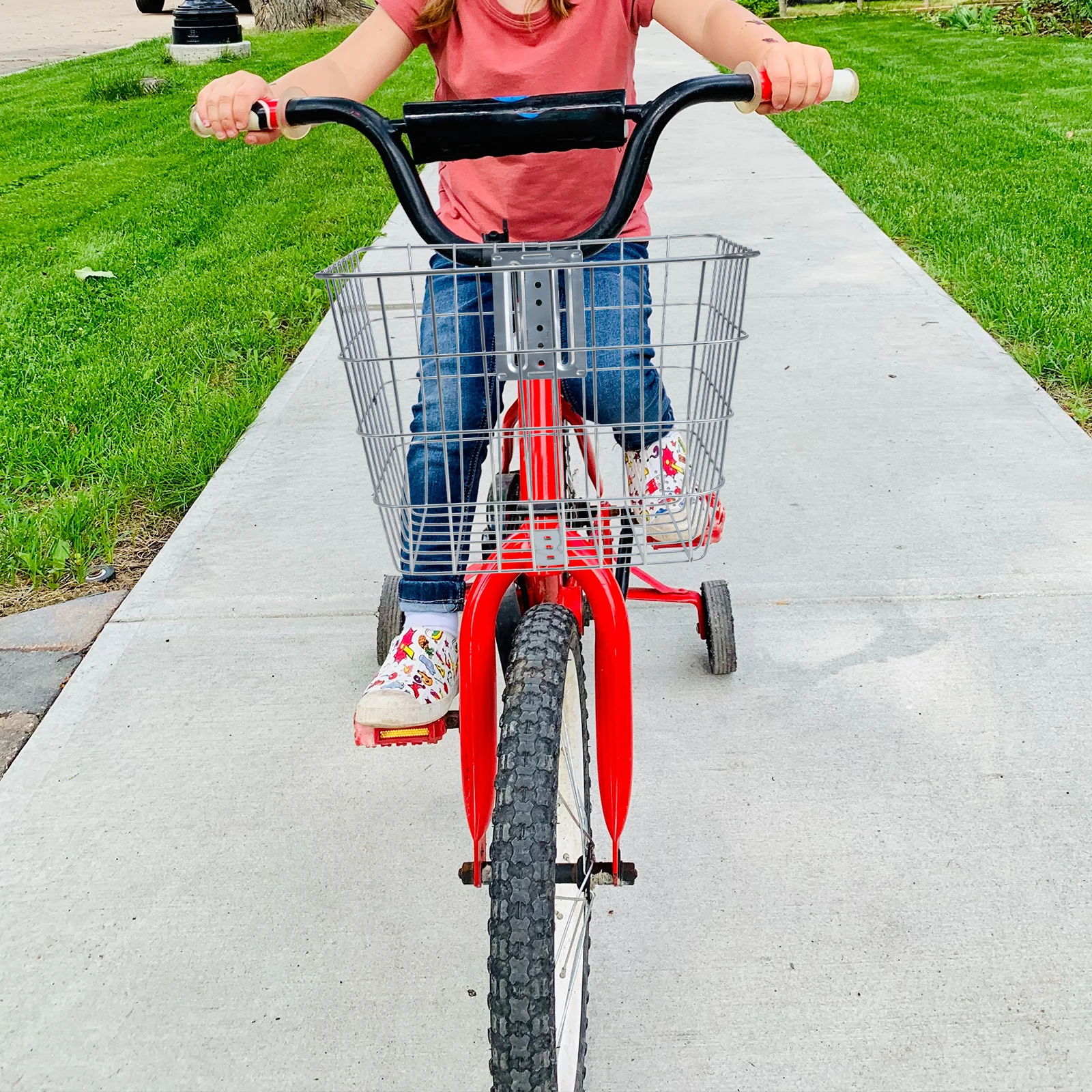 Sturdy Silver Bike Basket Front Large Capacity Durable Bicycles Storage Anti-Rust Cycling Handlebar Basket Bike Part