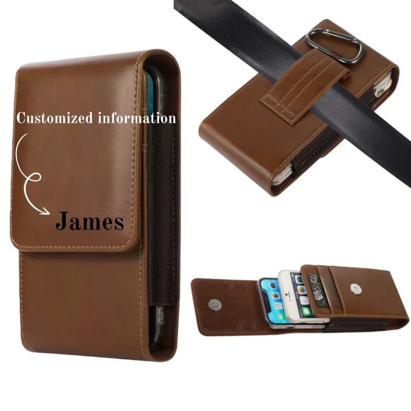 

Customized Name /Logo Phone Holster, faux Leather Cell Phone Holster with Belt Clip, Phone Belt Holder Pouch Cover Case
