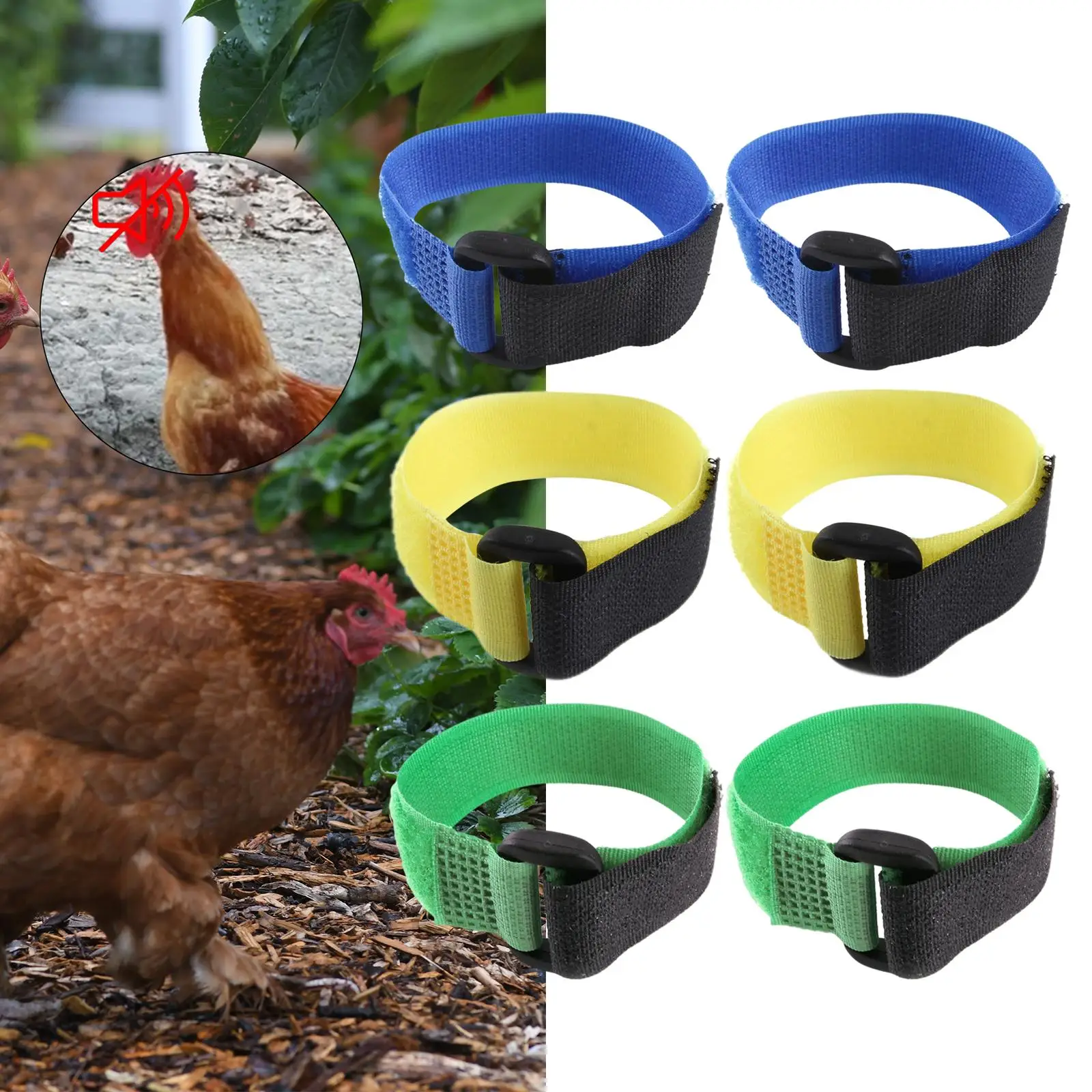 2-6pack 2x Nylon Rooster Anti Crow Collar Cockerel Neck Belt