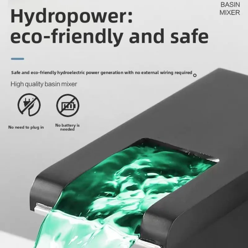 LED Waterfall Faucet, Hot and Cold Basin Mixer Tap, Bathroom Sink Faucet with Light, for Vanity Countertop Hotel Bathroom Use