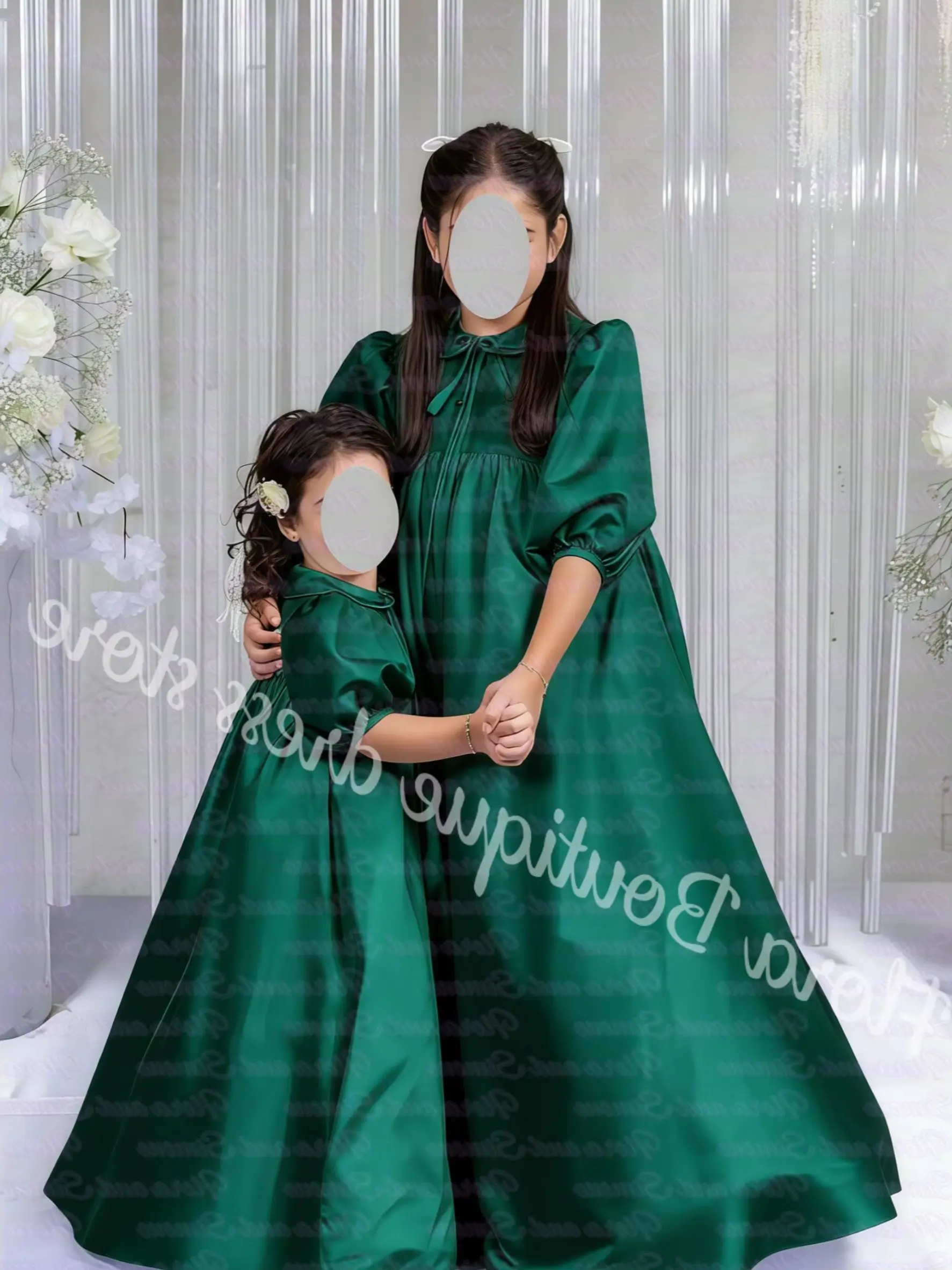 robe-de-demoiselle-d'honneur-plissee-en-satin-blanc-pour-mariage-taille-haute-col-rond-bouffante-pour-fete-d'anniversaire-d'enfants-premiere-communion-personnalisable