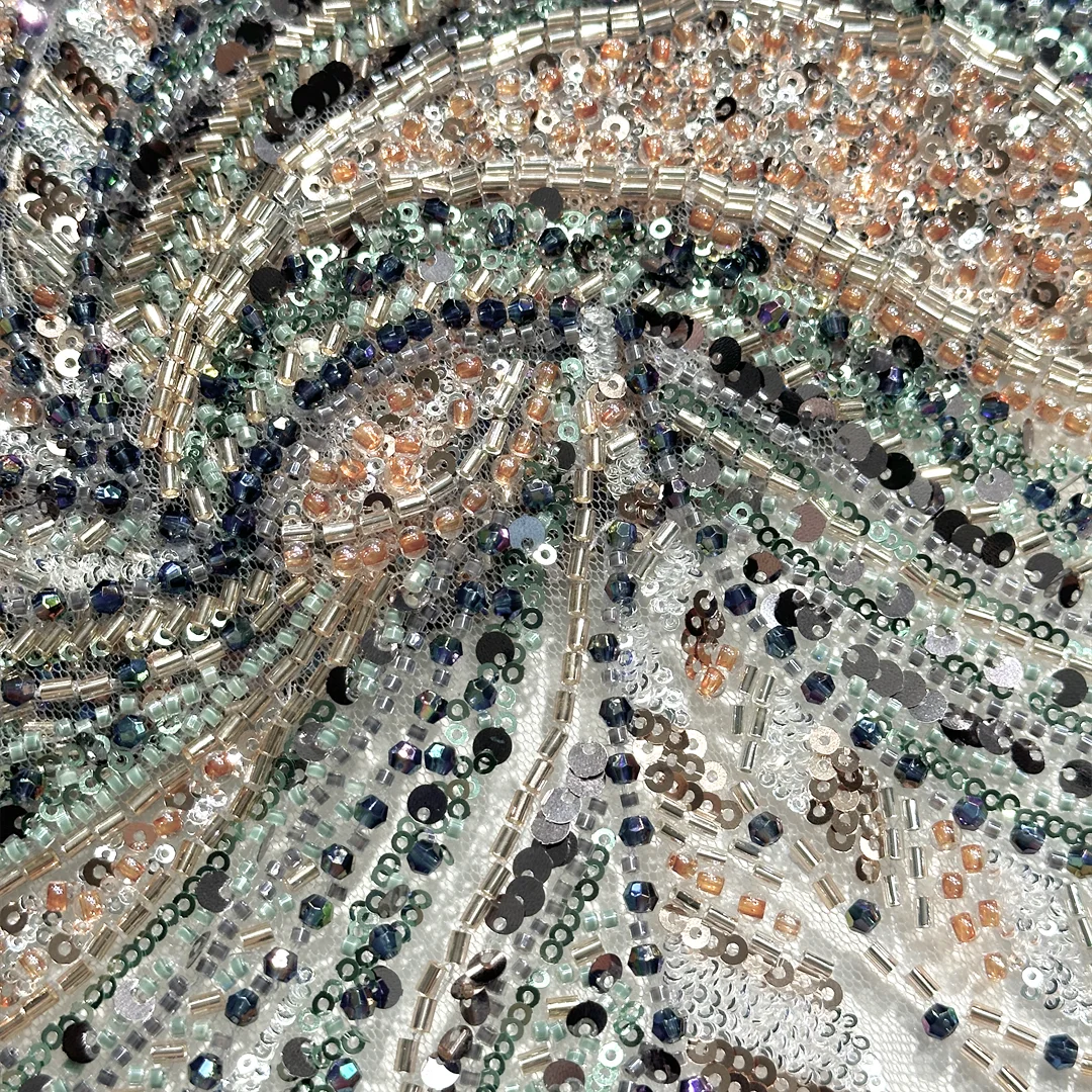 

Floral Embroidery Lace Fabric 2026 Shiny Beaded Sequins Tulle Lace For Color Dress Wedding Motif Fabric For Sewing Elegant Gown