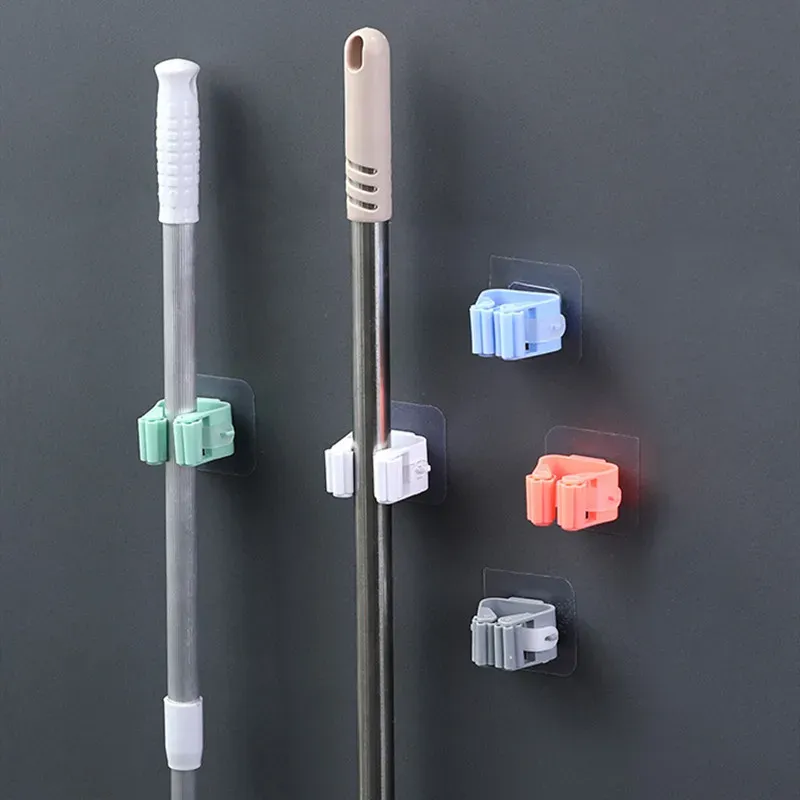  Wall Mounted Mop Organizer Holder Brush Broom Hanger Home Storage Rack Bathroom Suction Hanging Pipe Hooks Household Tools Home 
