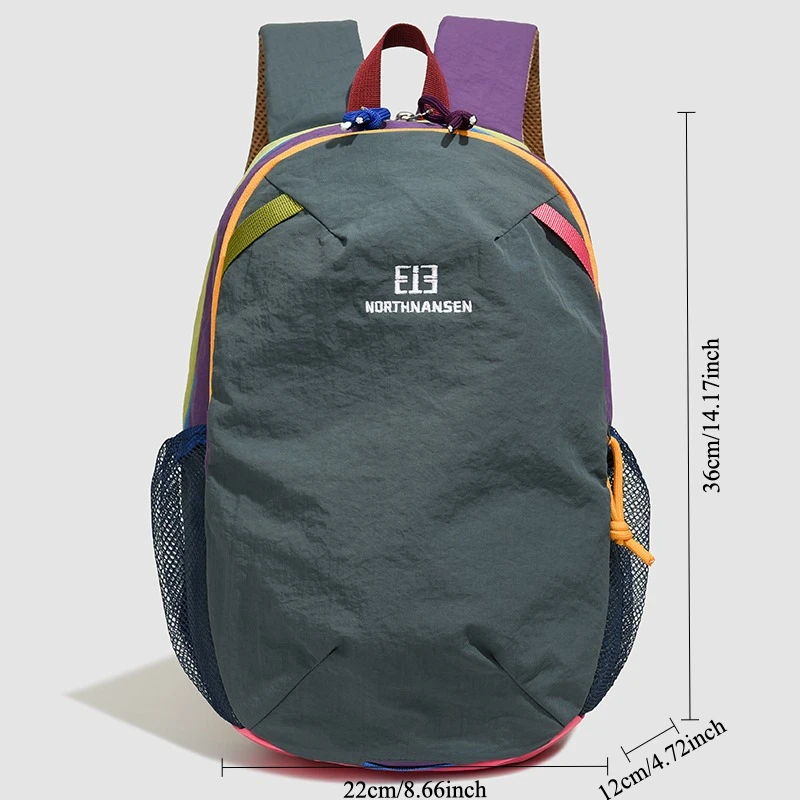 Outdoor Hiking Bag Color Block Dopamine Style Women Men Lightweight Nylon Portable Camping Travel Sports Casual Study Tour Pack
