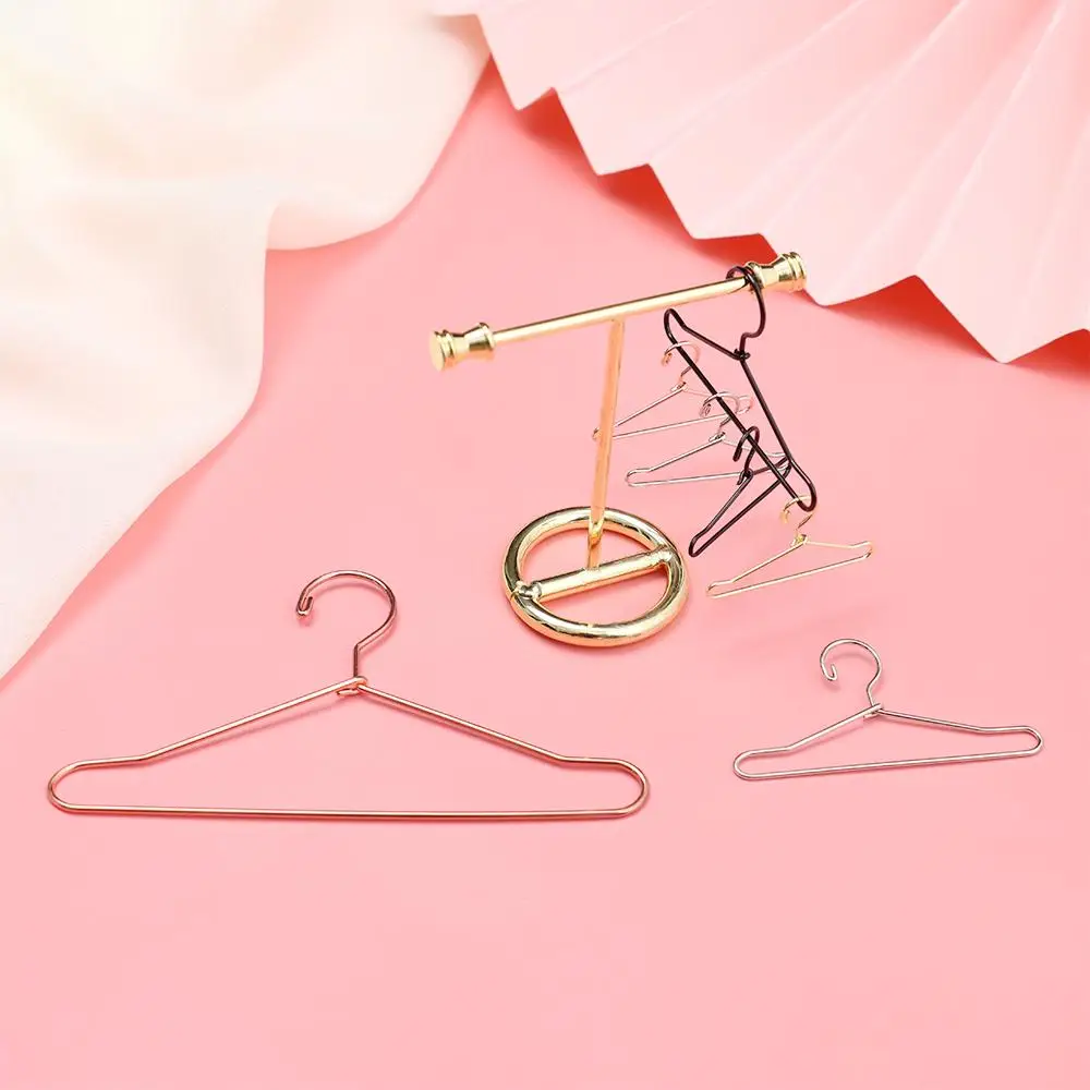 10pcs Dollhouse Furniture Decorations 1/6 Doll Cute Mini Hangers Dress Clothes Hanging Doll Accessories Metal