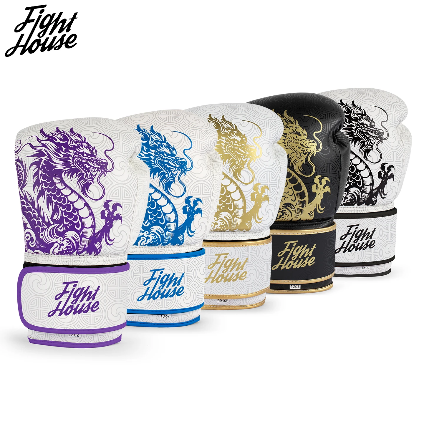 

Fight House Dragon print boxing gloves, super strong Velcro, durable 10 12 14OZ boxing training gloves, Muay Thai gloves