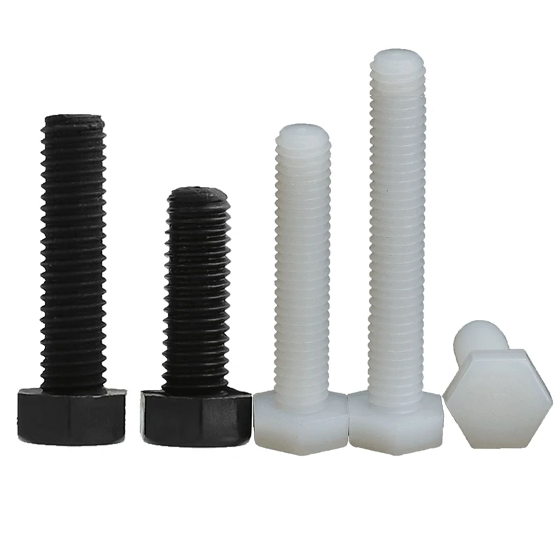 White Black Nylon External Hexagonal Screw Bolt M3 M4 M5 M6 M8 M10 M12 Metric Threaded Plastic Insulated Hex Head Screws Bolts