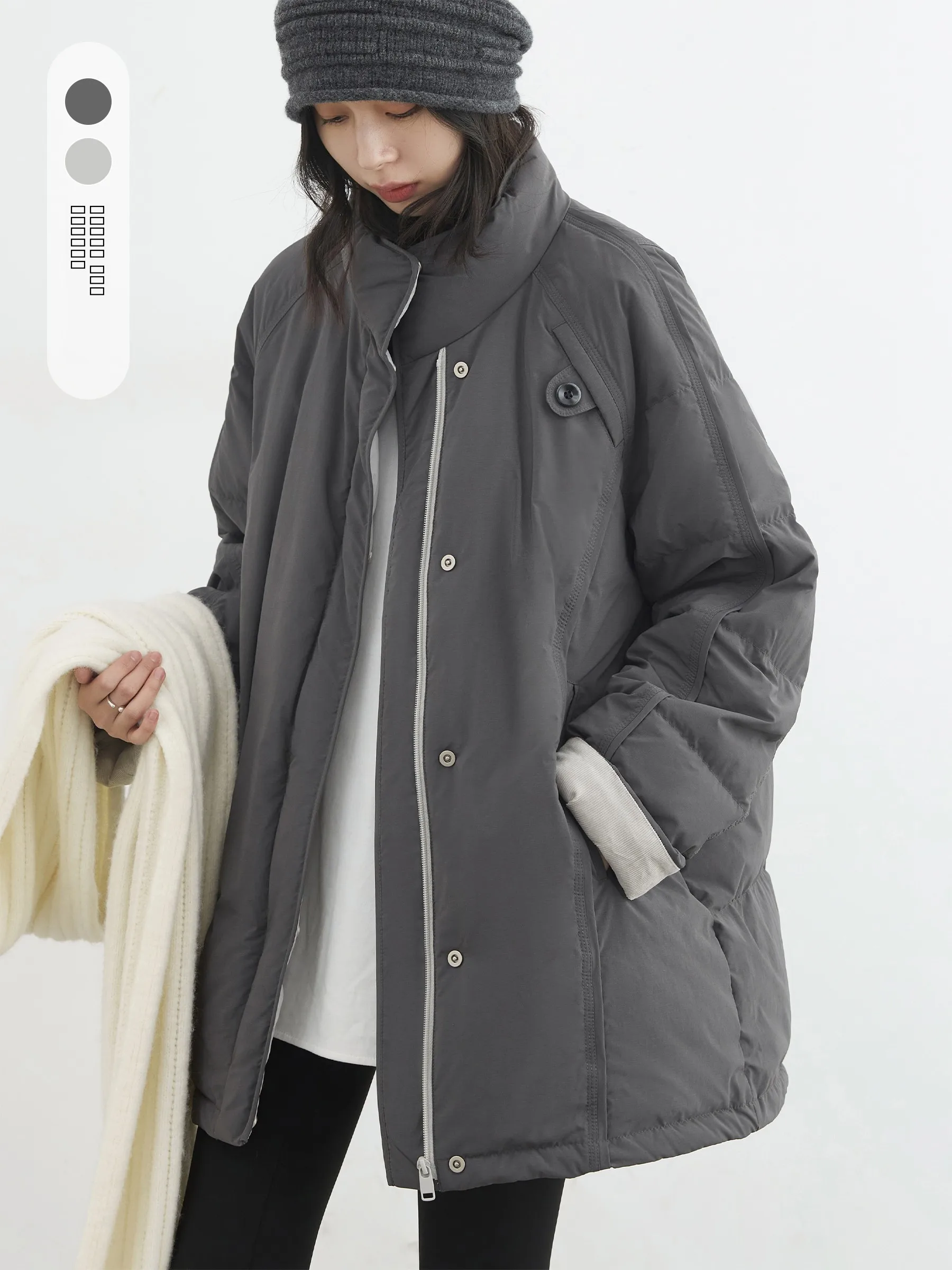 

Зимняя женская куртка CHICVEN с длинным воротником-стойкой, ветрозащитная, теплая верхняя одежда, 90% белый пух, повседневный стиль