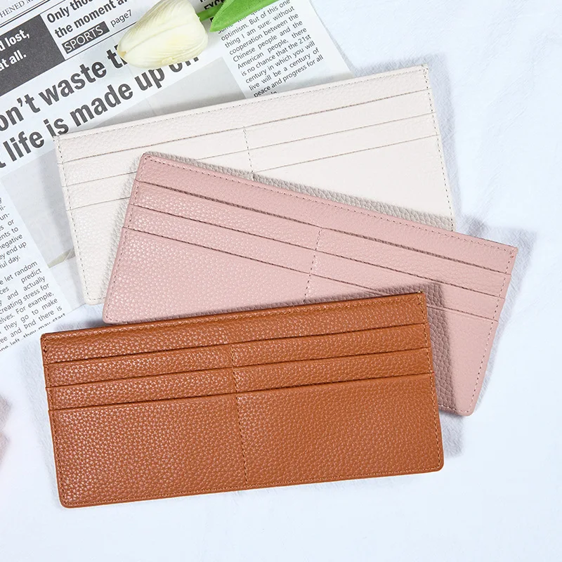 Women's Ultra-thin Long Wallet Luxury Soft PU Moneyclip Multi Card Position Multi-functional Zip Coin Purse Card Horders Wallet