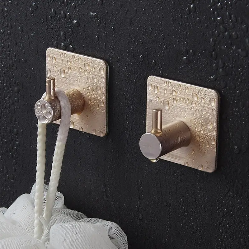 Ganchos adhesivos de acero inoxidable, ganchos para abrigos sin agujeros detrás de la puerta, ganchos para abrigos cepillados sin marcar, 2 uds.